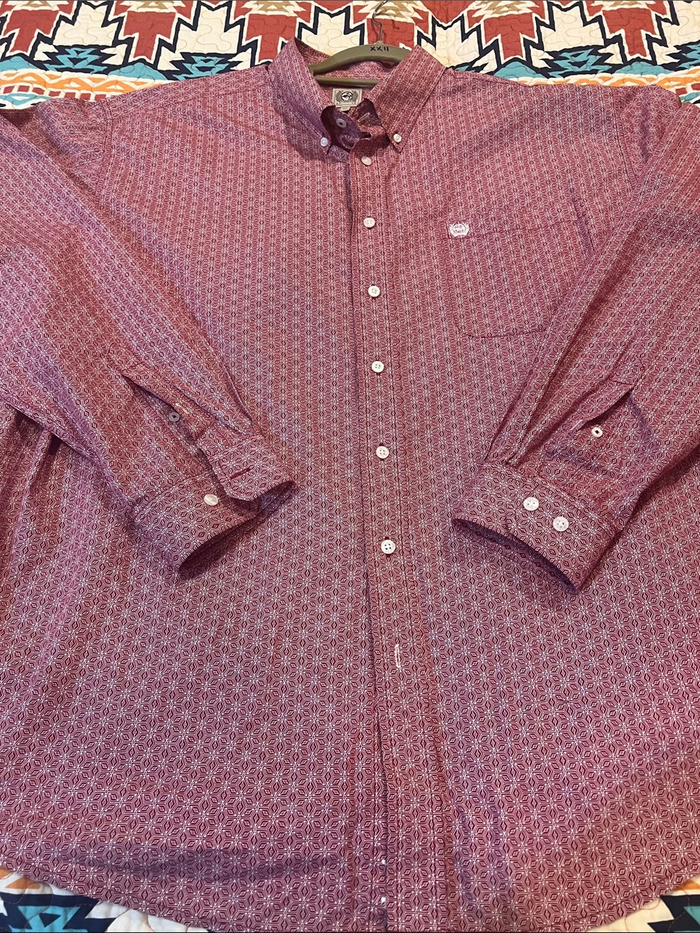 Cinch Men's Maroon Printed Button-Down Shirt
